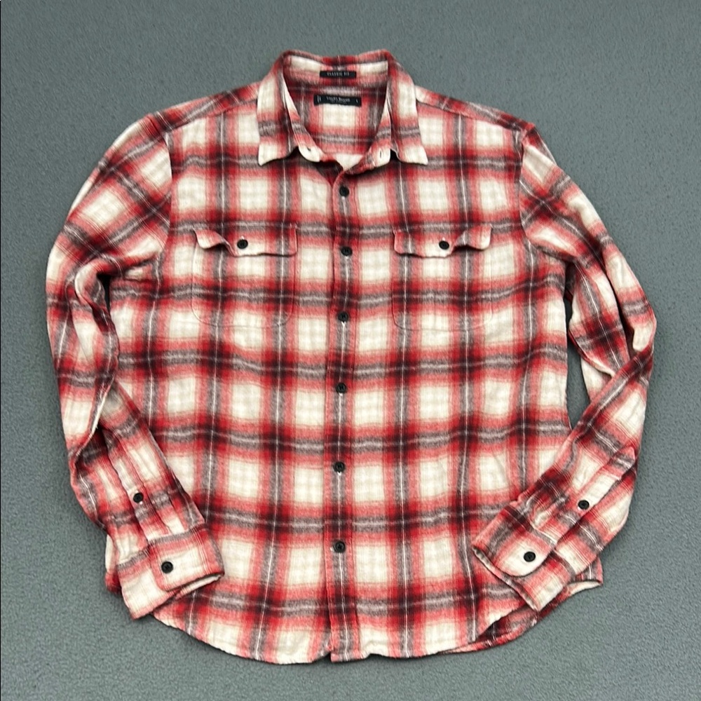 Lucky Brand Men’s Red Plaid Button-Up Shirt | Size Large | 100% Cotton